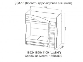 ДМ-16 Кровать двухъярусная с ящиком в Оханске - ohansk.магазин96.com | фото